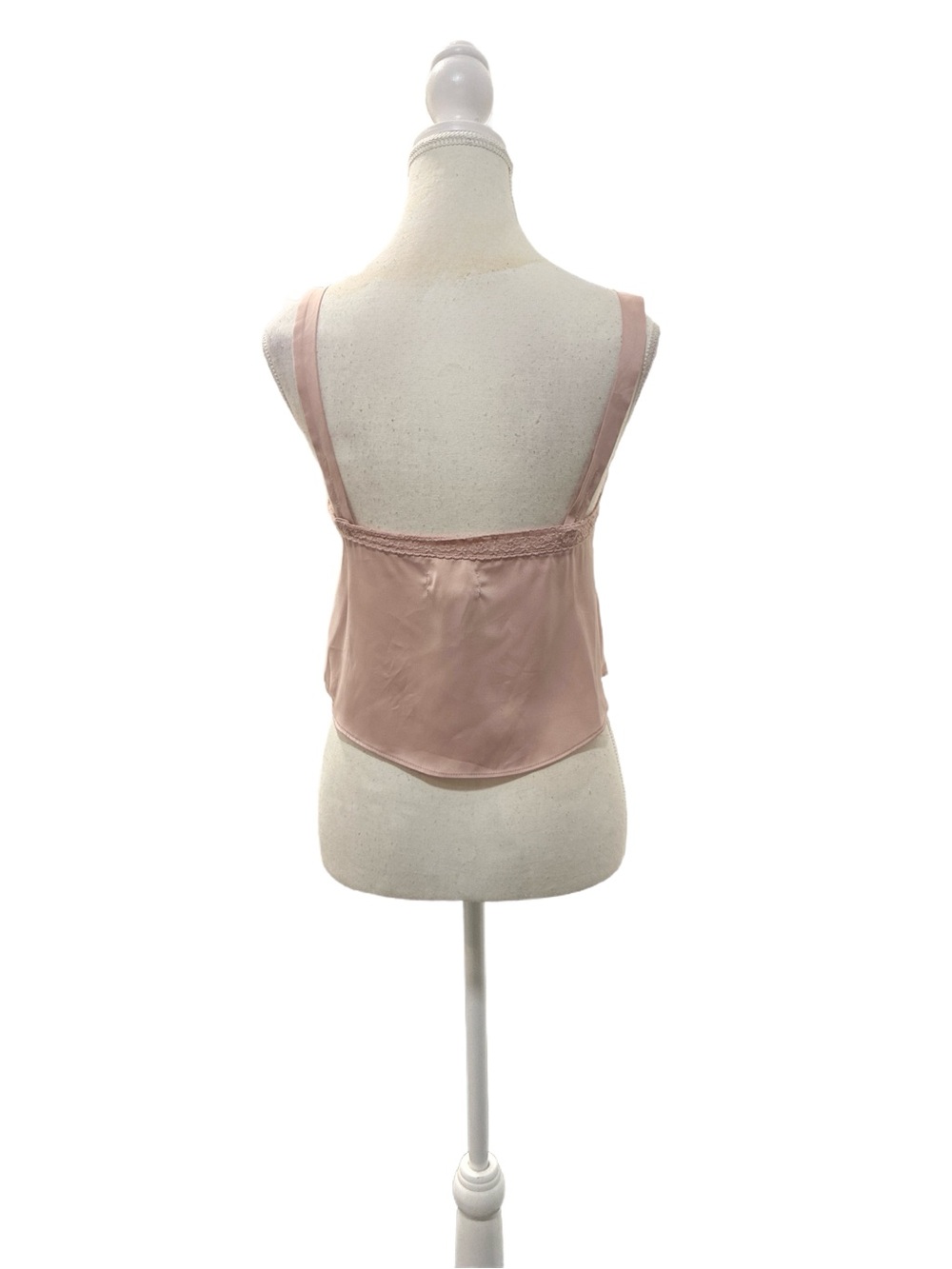 Urban Outfitters Satin Blush Pink Cropped Lace Trim Camisole Size X Small - Picture 3 of 5